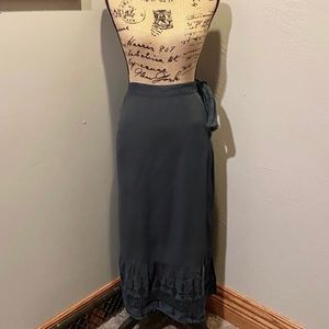 Women Wrap London Boho Blue Linen Skirt Size 12